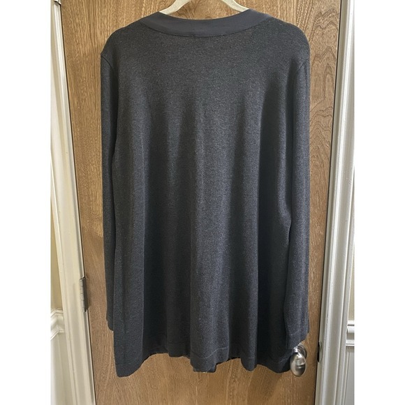 Peter Nygard Black Full Zip Faux Leather And Knit Long Jacket Women's Size XL - Picture 7 of 10